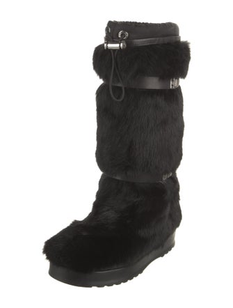 Tory Burch Faux Fur Lace-Up Boots