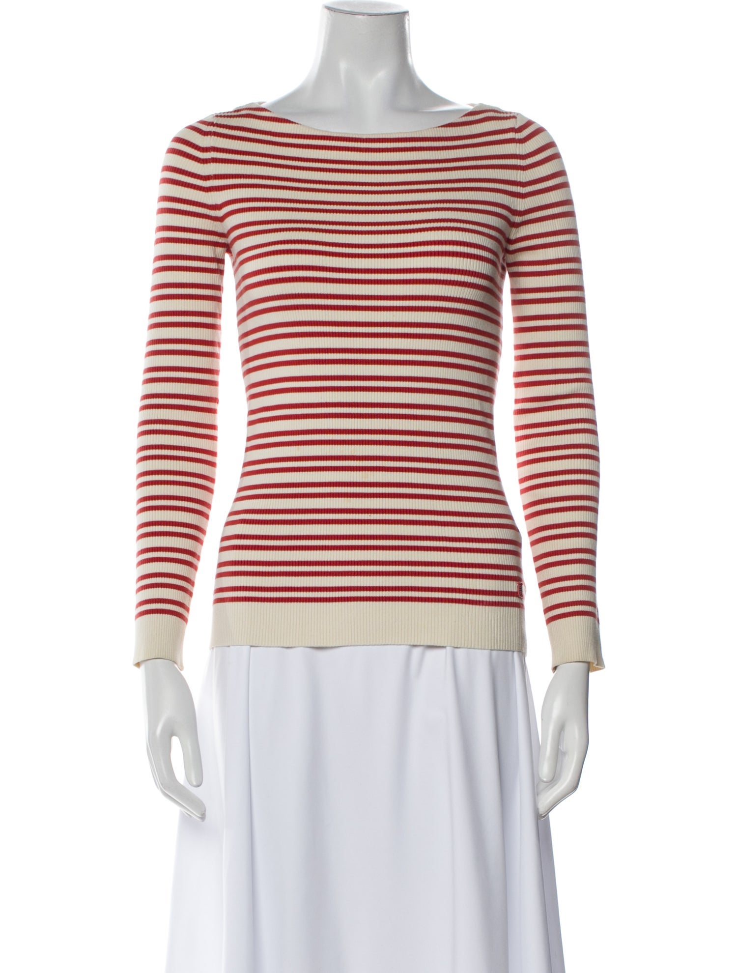 Tory Burch Striped Bateau Neckline Top