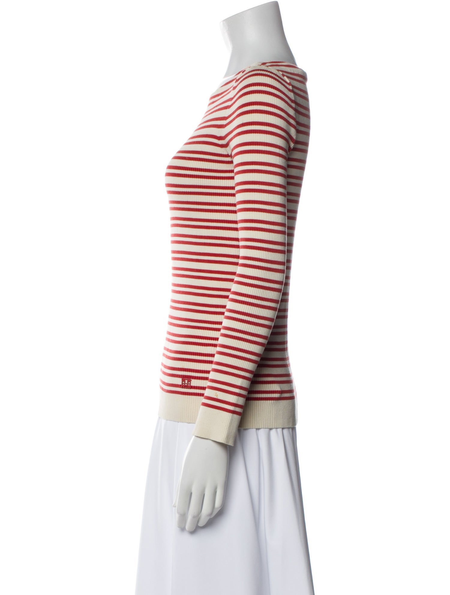 Tory Burch Striped Bateau Neckline Top