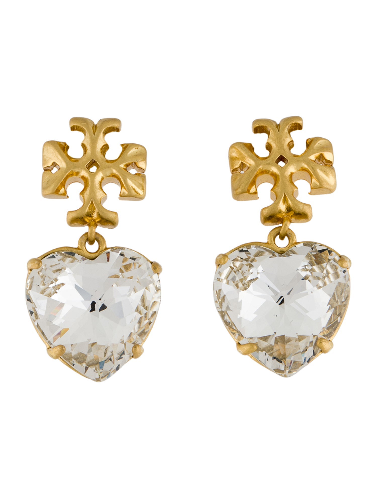 Tory Burch Cubic Zirconia Roxanne Heart Drop Earrings