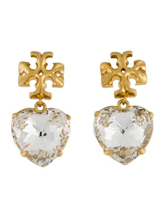 Tory Burch Cubic Zirconia Roxanne Heart Drop Earrings