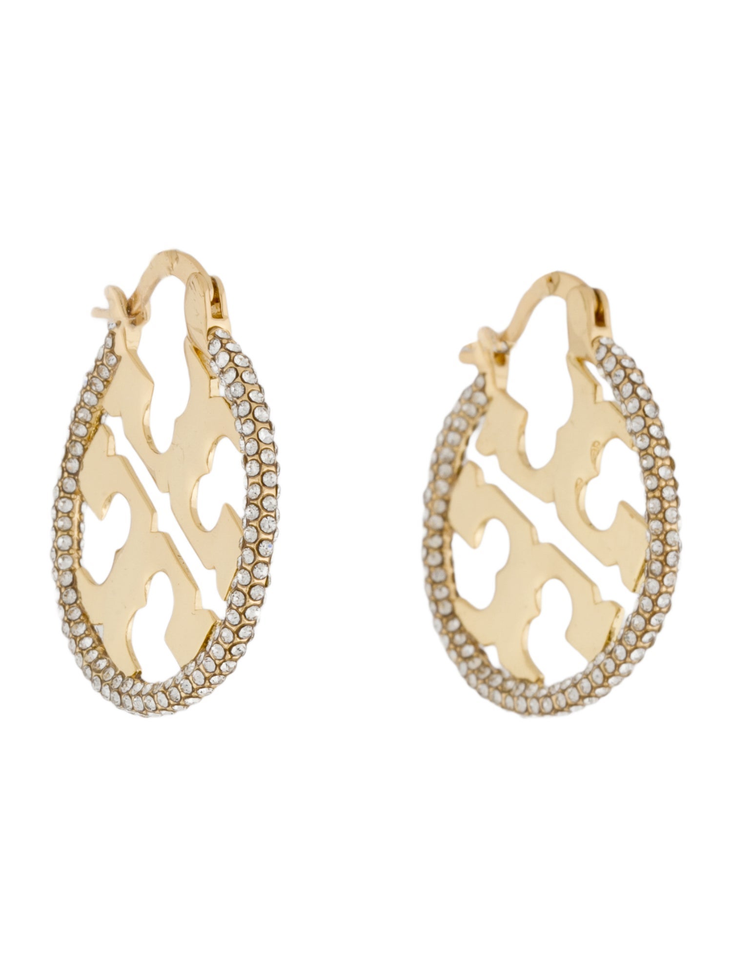 Tory Burch Crystal Miller Hoop Earrings