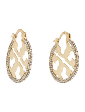 Tory Burch Crystal Miller Hoop Earrings