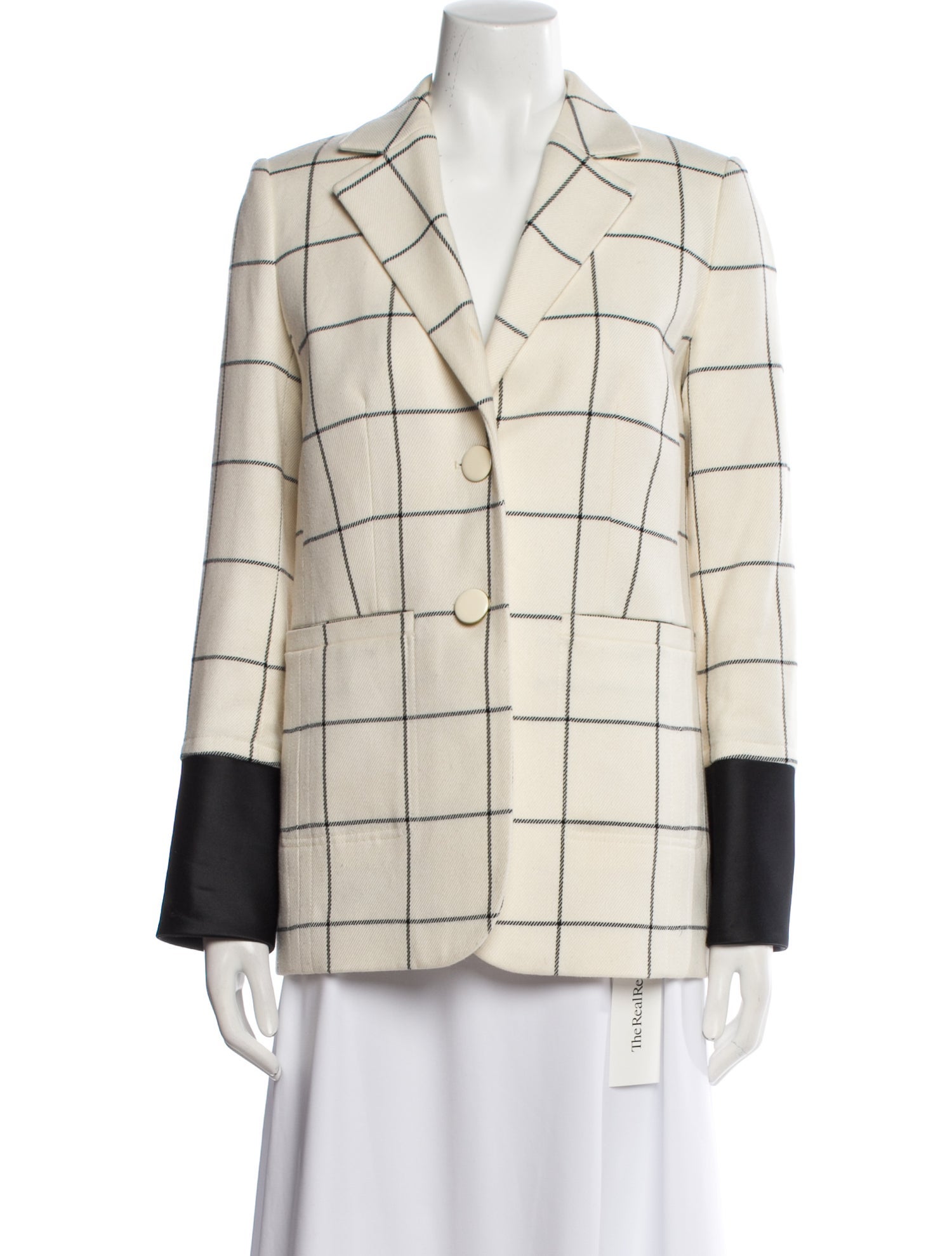 Tory Burch Wool Plaid Print Blazer