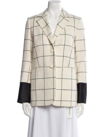 Tory Burch Wool Plaid Print Blazer