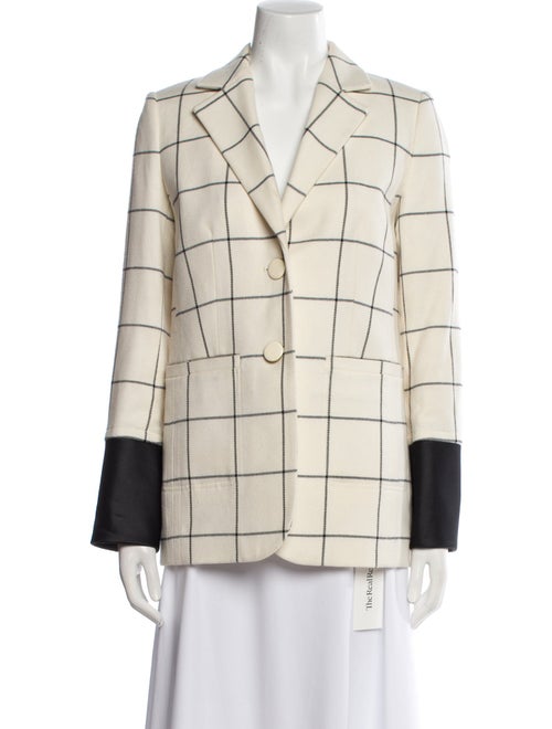 Tory Burch Wool Plaid Print Blazer