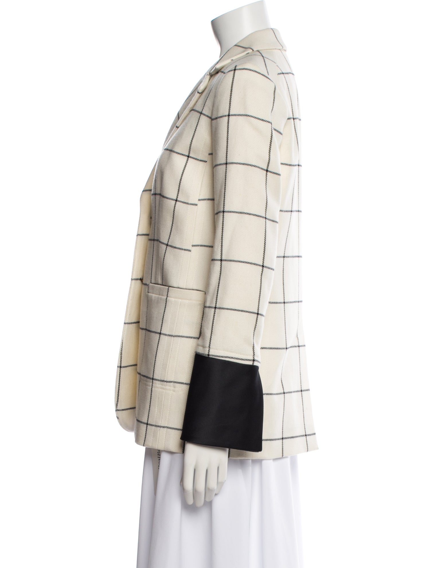 Tory Burch Wool Plaid Print Blazer