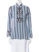Tory Burch Striped V-Neck Button-Up Top
