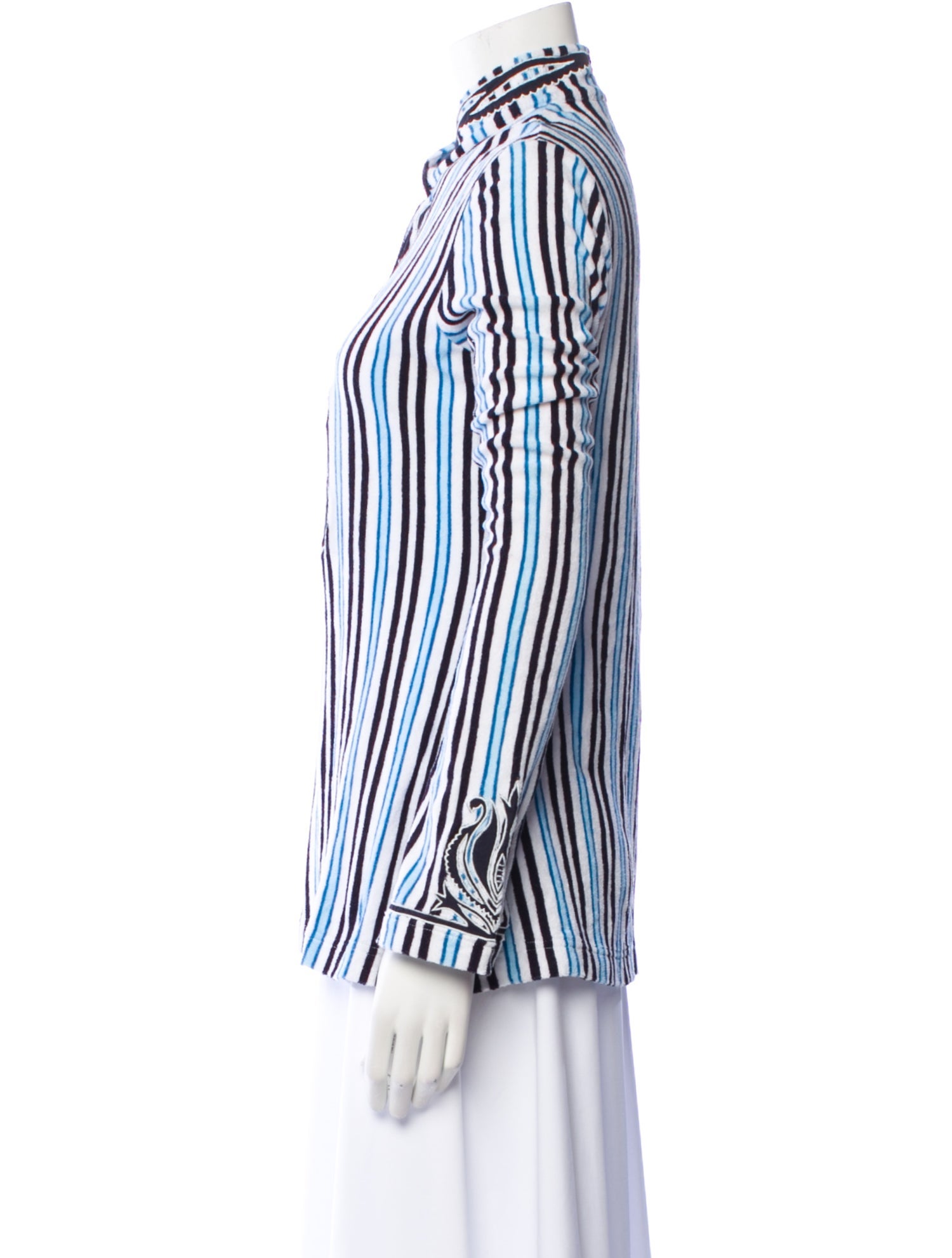 Tory Burch Striped V-Neck Button-Up Top