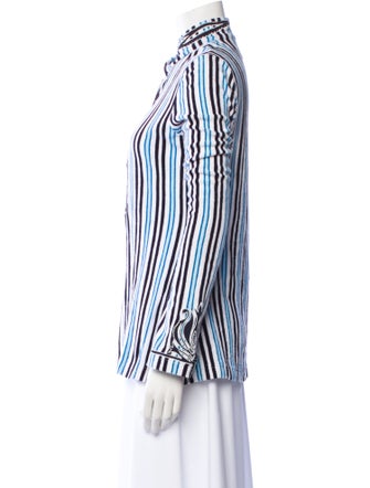 Tory Burch Striped V-Neck Button-Up Top