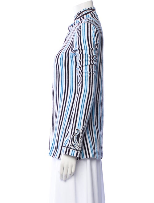Tory Burch Striped V-Neck Button-Up Top
