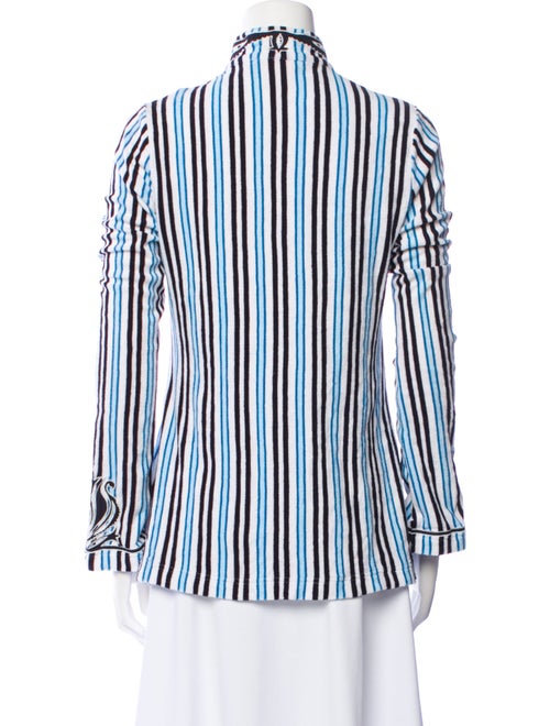 Tory Burch Striped V-Neck Button-Up Top