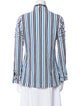 Tory Burch Striped V-Neck Button-Up Top