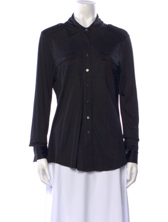 Tory Burch Silk Long Sleeve Button-Up Top