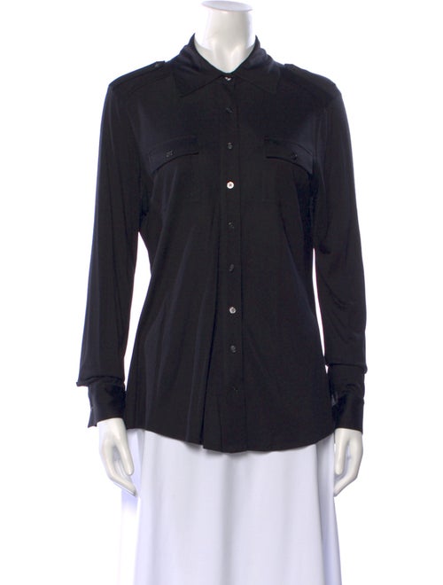 Tory Burch Silk Long Sleeve Button-Up Top