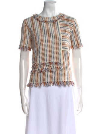 Tory Burch Plaid Print Scoop Neck Top