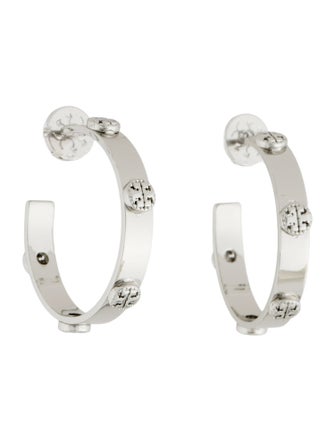Tory Burch Milgrain Logo Hoop Earrings