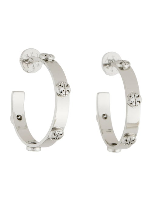 Tory Burch Milgrain Logo Hoop Earrings