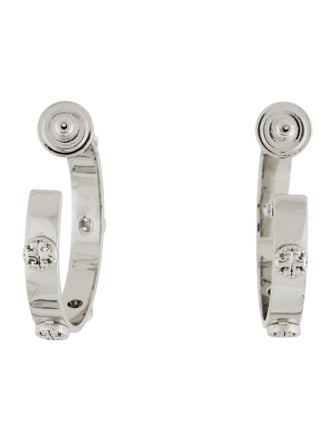 Tory Burch Milgrain Logo Hoop Earrings