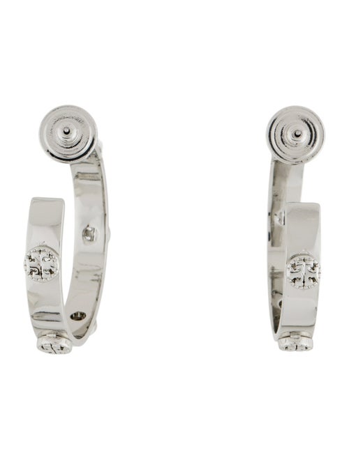 Tory Burch Milgrain Logo Hoop Earrings