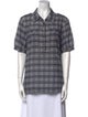 Tory Burch Plaid Print Short Sleeve Button-Up Top