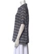 Tory Burch Plaid Print Short Sleeve Button-Up Top