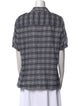 Tory Burch Plaid Print Short Sleeve Button-Up Top