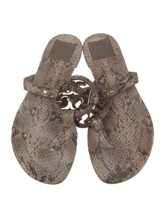 Tory Burch Leather Animal Print Flip Flops