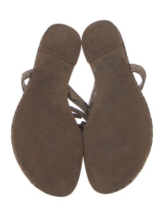 Tory Burch Leather Animal Print Flip Flops