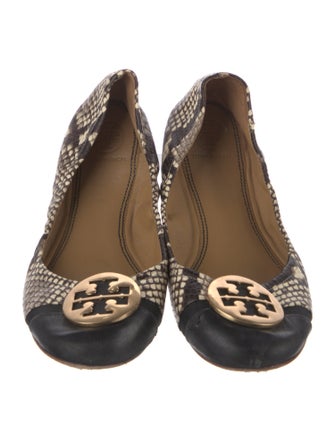 Tory Burch Leather Animal Print Ballet Flats
