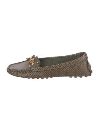 Tory Burch Embossed Leather Animal Print Loafers