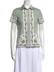 Tory Burch Printed Short Sleeve Button-Up Top
