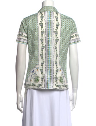 Tory Burch Printed Short Sleeve Button-Up Top