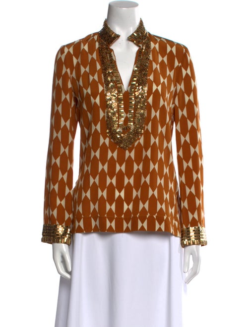 Tory Burch Printed V-Neck Blouse