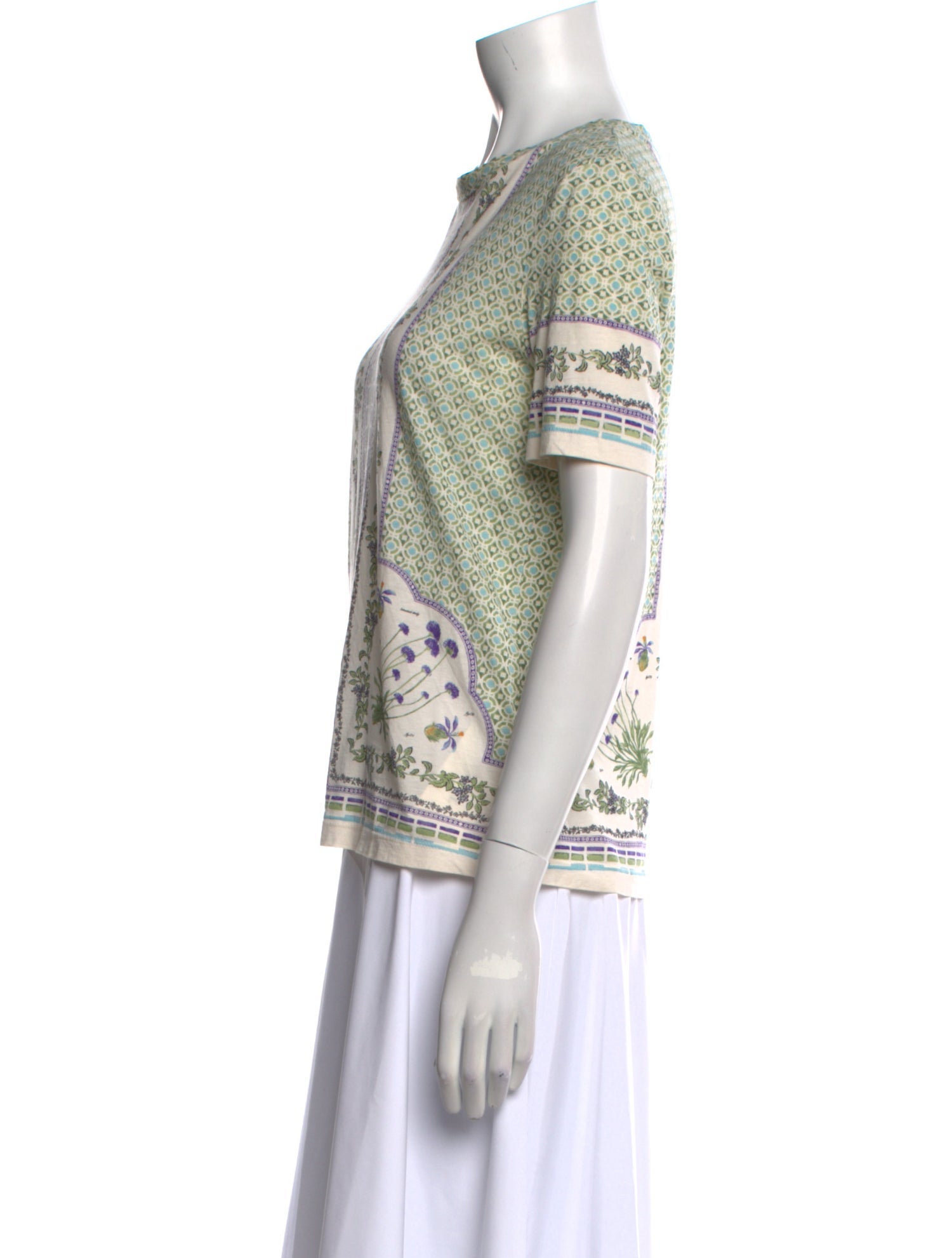 Tory Burch Printed Crew Neck Top