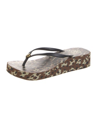 Tory Burch Rubber Animal Print Flip Flops