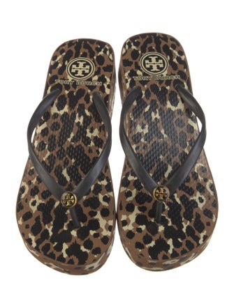 Tory Burch Rubber Animal Print Flip Flops