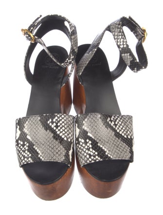 Tory Burch Leather Animal Print Sandals