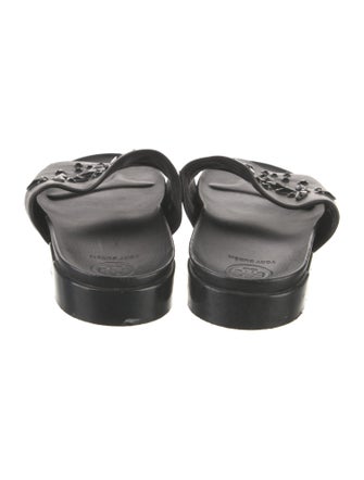 Tory Burch Leather Crystal Embellishments Slides