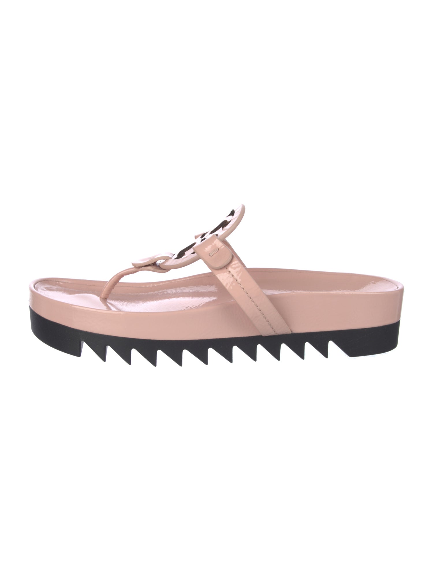 Tory Burch Patent Leather Colorblock Pattern Slides