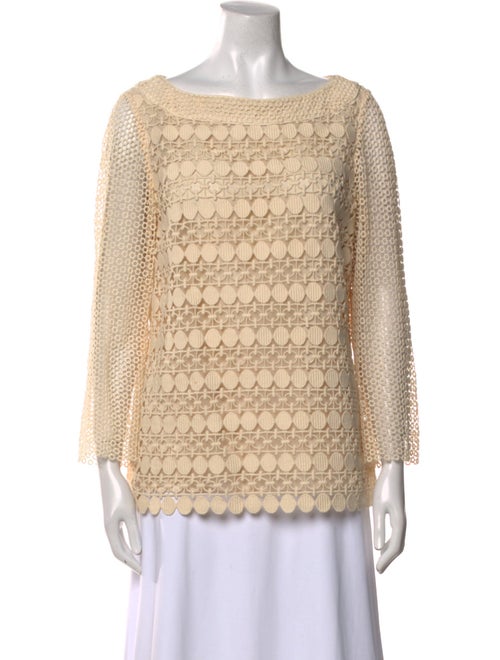 Tory Burch Bateau Neckline Three-Quarter Sleeve Blouse