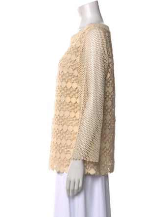 Tory Burch Bateau Neckline Three-Quarter Sleeve Blouse