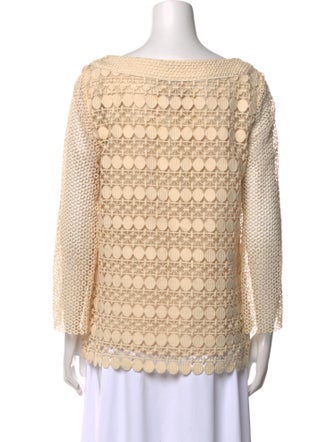 Tory Burch Bateau Neckline Three-Quarter Sleeve Blouse