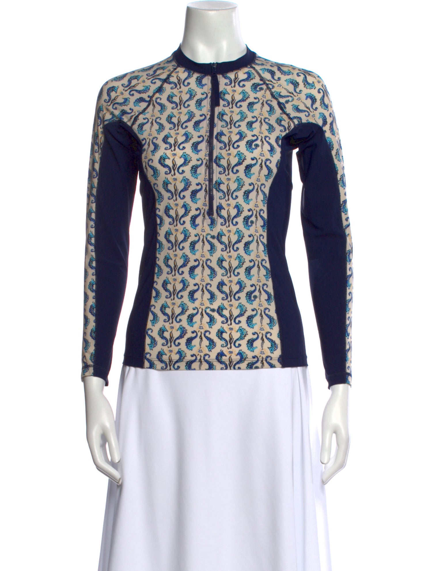 Tory Burch Printed Mock Neck Top
