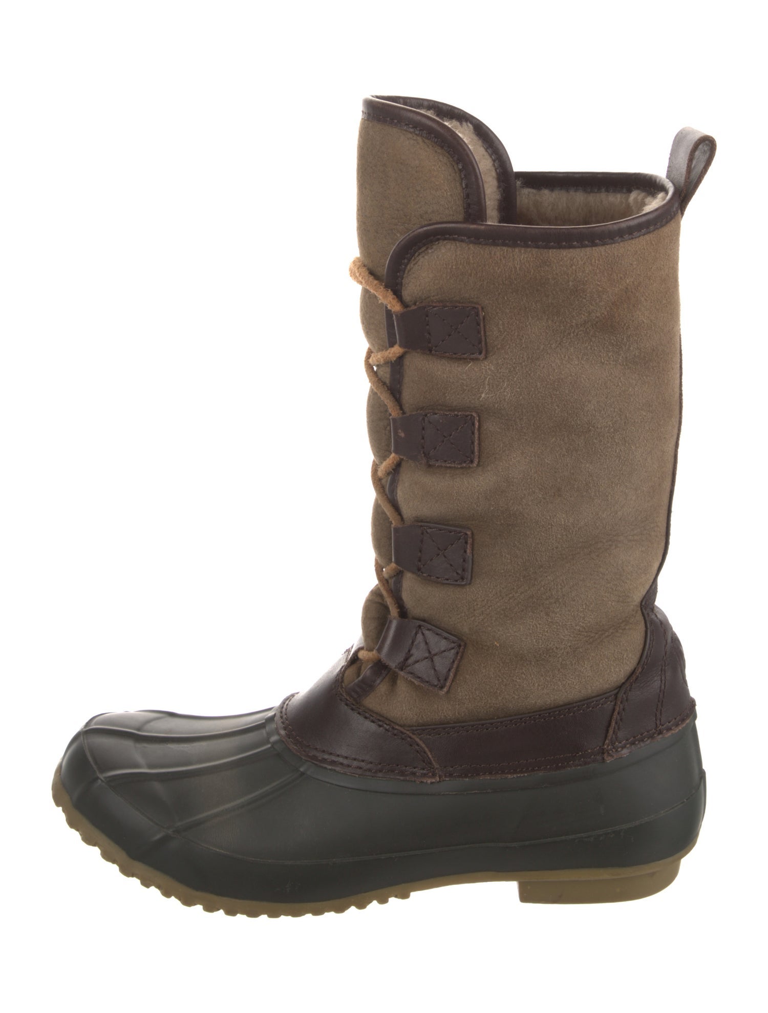 Tory Burch Suede Colorblock Pattern Lace-Up Boots