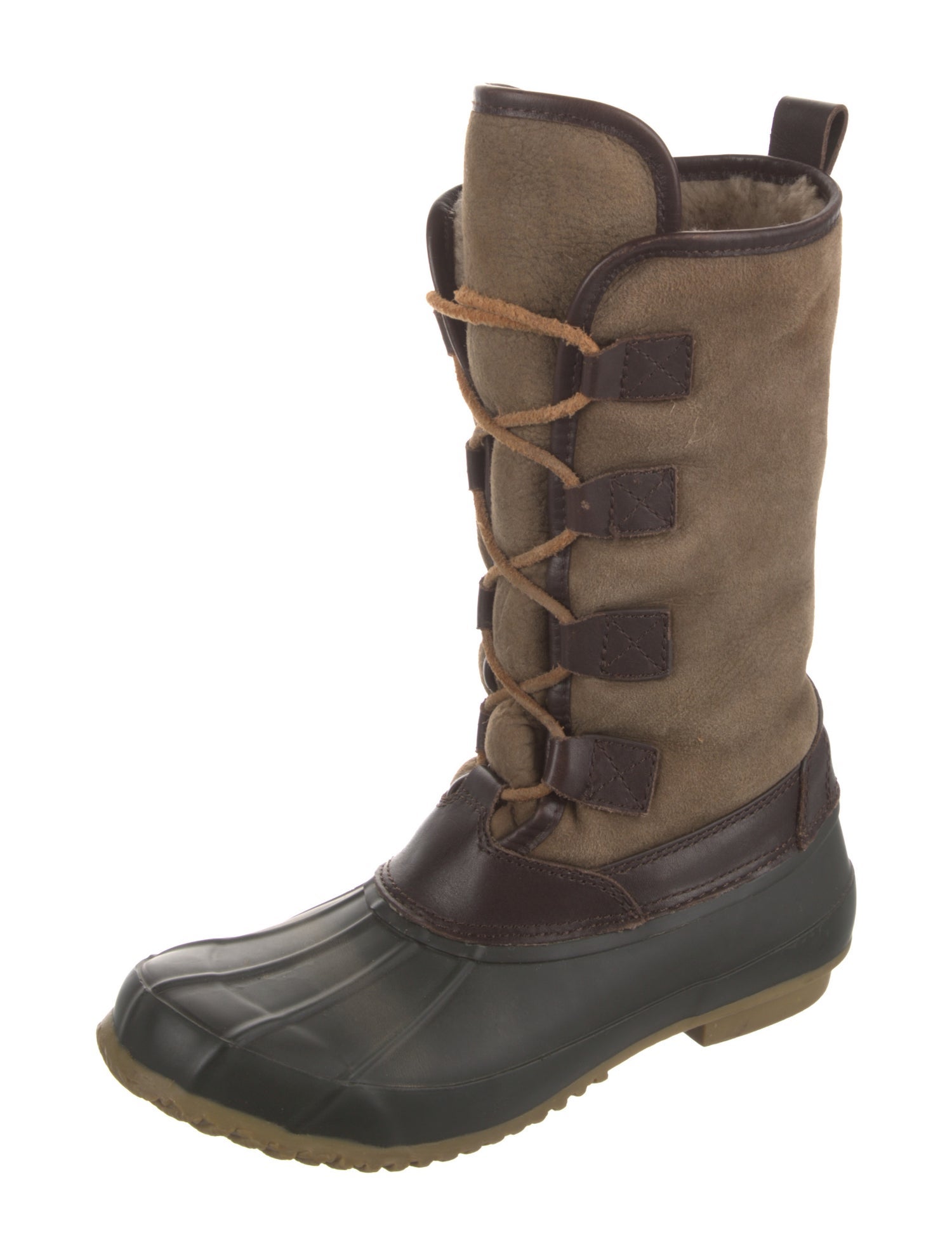 Tory Burch Suede Colorblock Pattern Lace-Up Boots