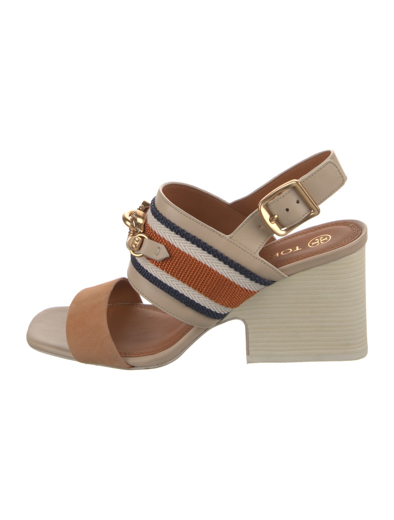 Tory Burch Leather Striped Slingback Sandals