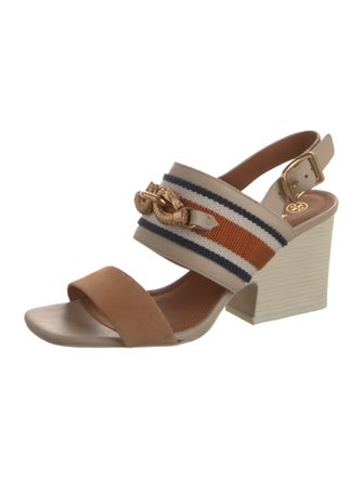 Tory Burch Leather Striped Slingback Sandals
