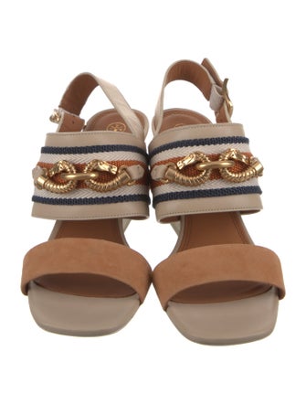 Tory Burch Leather Striped Slingback Sandals