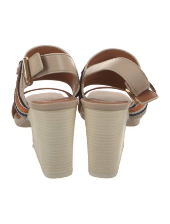 Tory Burch Leather Striped Slingback Sandals